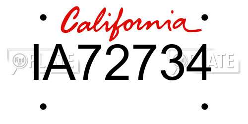 IA72734 California License Plate