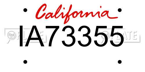 IA73355 California License Plate
