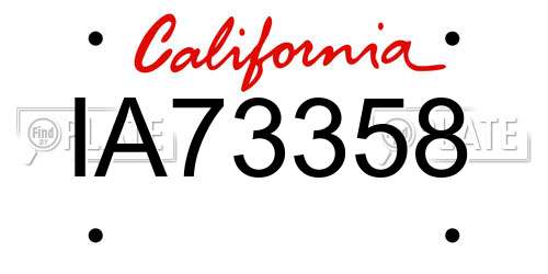 IA73358 California License Plate