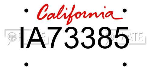 IA73385 California License Plate
