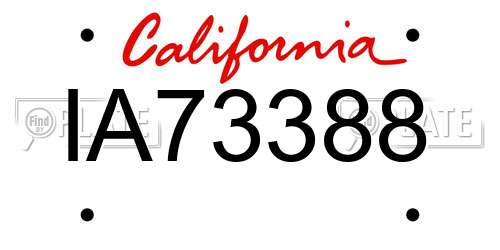 IA73388 California License Plate