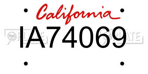 IA74069 California License Plate