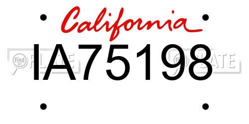 IA75198 California License Plate
