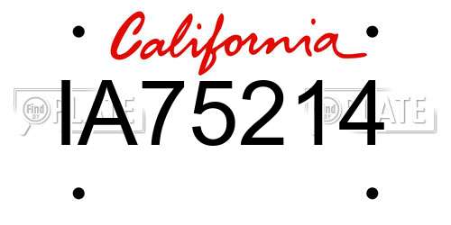 IA75214 California License Plate