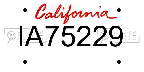 IA75229 California License Plate
