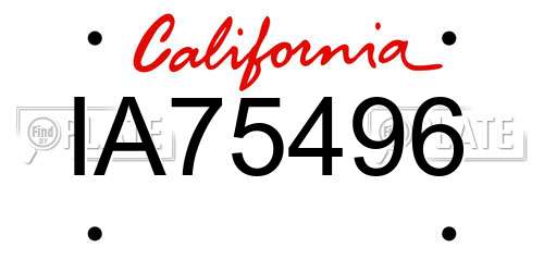 IA75496 California License Plate