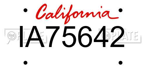 IA75642 California License Plate