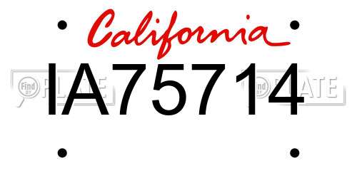 IA75714 California License Plate