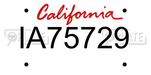 IA75729 California License Plate