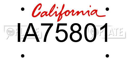 IA75801 California License Plate