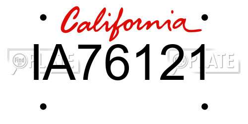 IA76121 California License Plate