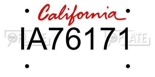 IA76171 California License Plate