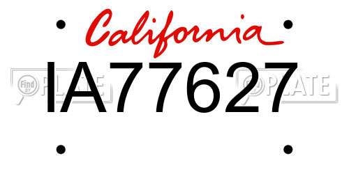 IA77627 California License Plate