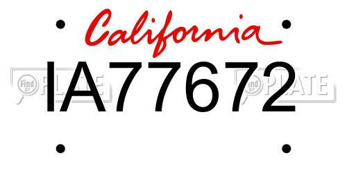 IA77672 California License Plate