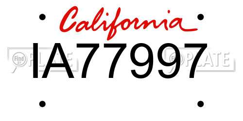 IA77997 California License Plate