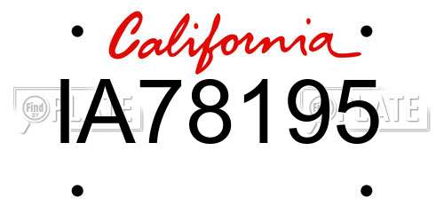IA78195 California License Plate