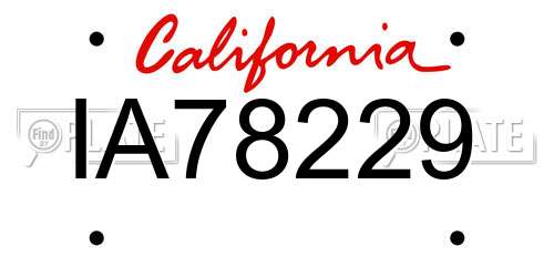 IA78229 California License Plate
