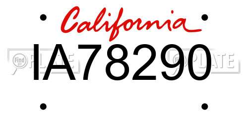 IA78290 California License Plate