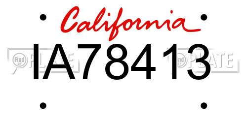 IA78413 California License Plate