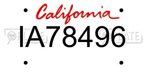IA78496 California License Plate