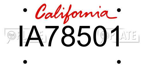 IA78501 California License Plate