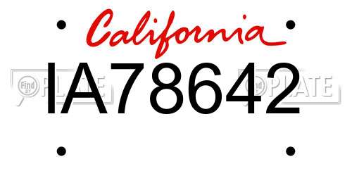 IA78642 California License Plate