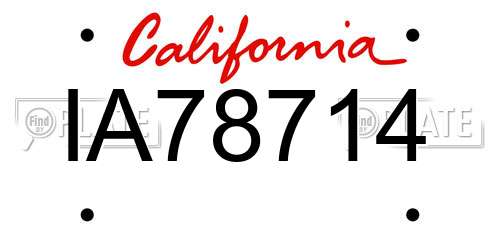 IA78714 California License Plate