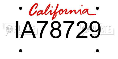 IA78729 California License Plate