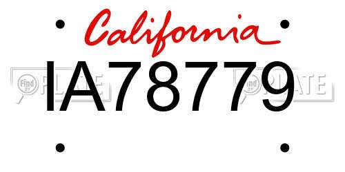 IA78779 California License Plate