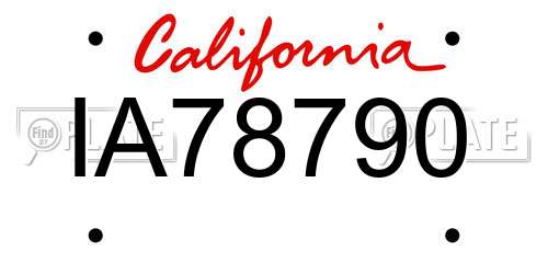 IA78790 California License Plate
