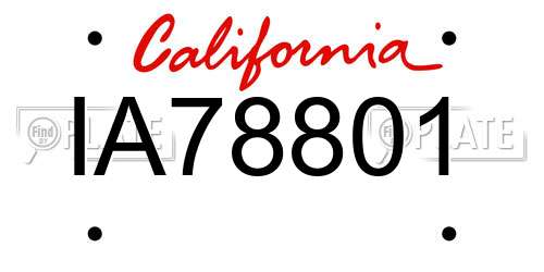 IA78801 California License Plate
