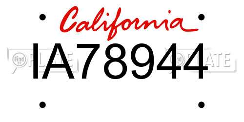 IA78944 California License Plate
