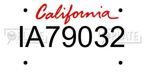 IA79032 California License Plate