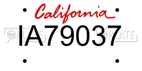 IA79037 California License Plate