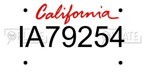 IA79254 California License Plate