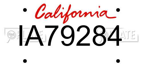 IA79284 California License Plate