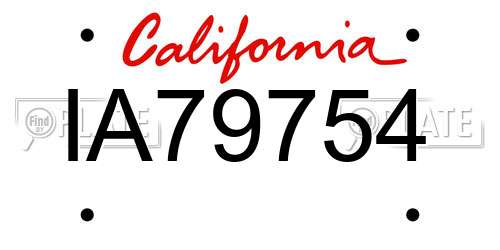 IA79754 California License Plate