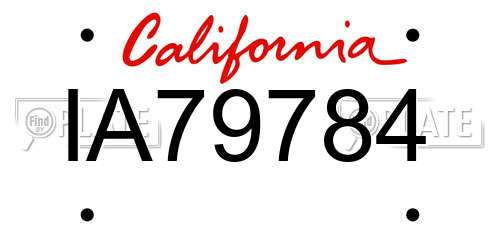 IA79784 California License Plate