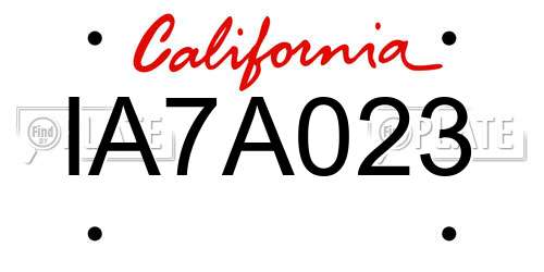 IA7A023 California License Plate