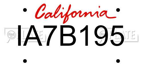 IA7B195 California License Plate