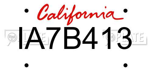 IA7B413 California License Plate