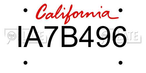 IA7B496 California License Plate