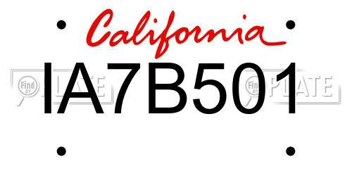 IA7B501 California License Plate