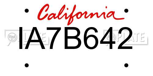 IA7B642 California License Plate