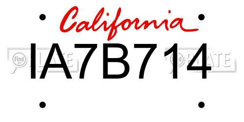 IA7B714 California License Plate