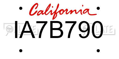 IA7B790 California License Plate