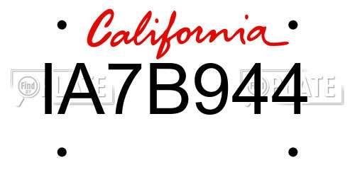 IA7B944 California License Plate