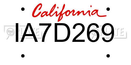 IA7D269 California License Plate