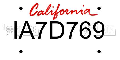 IA7D769 California License Plate
