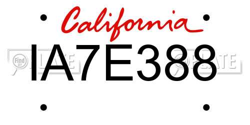 IA7E388 California License Plate